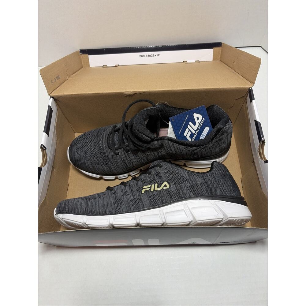 Fila Womens Size 11 Memory Techknit Running Shoes Sneakers Black And Grey
